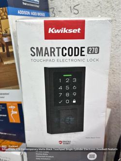 Kwikset SmartCode 270 Contemporary Matte Black Touchpad Single Cylinder Electronic Deadbolt Featurin