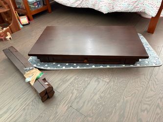 Like-new Pottery Barn Teen dark wooden desk with built-in drawer 40 long, 33.5 tall, 22 deep