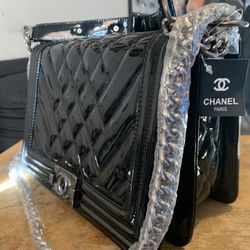 Chanel Large Boy Patent Leather Shoulder Bag 2014