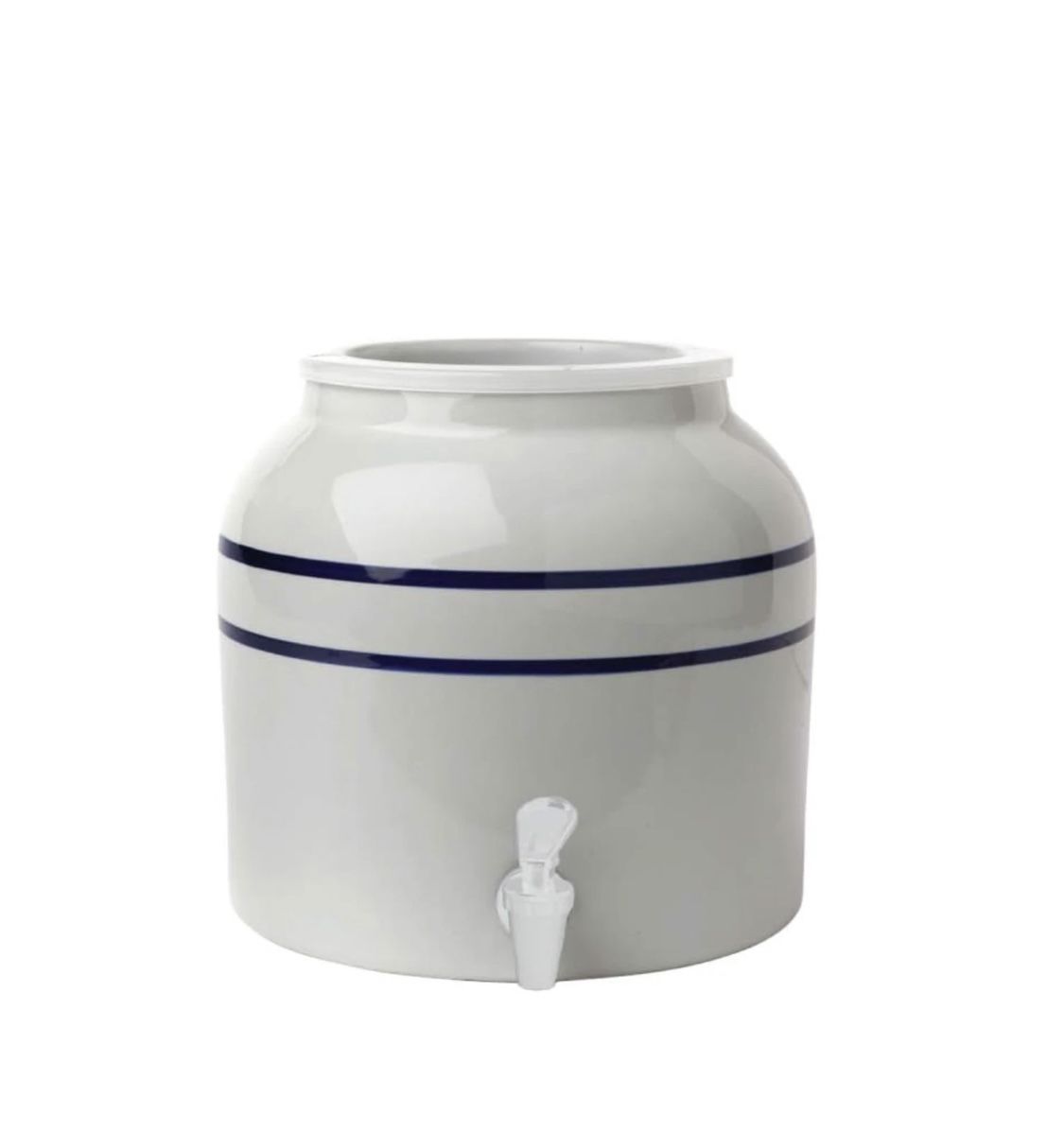 Porcelain Water Dispenser – Classic Blue Stripe, 2.5 Gallons