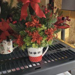 Christmas Poinsettia Artificial Floral Arrangement 