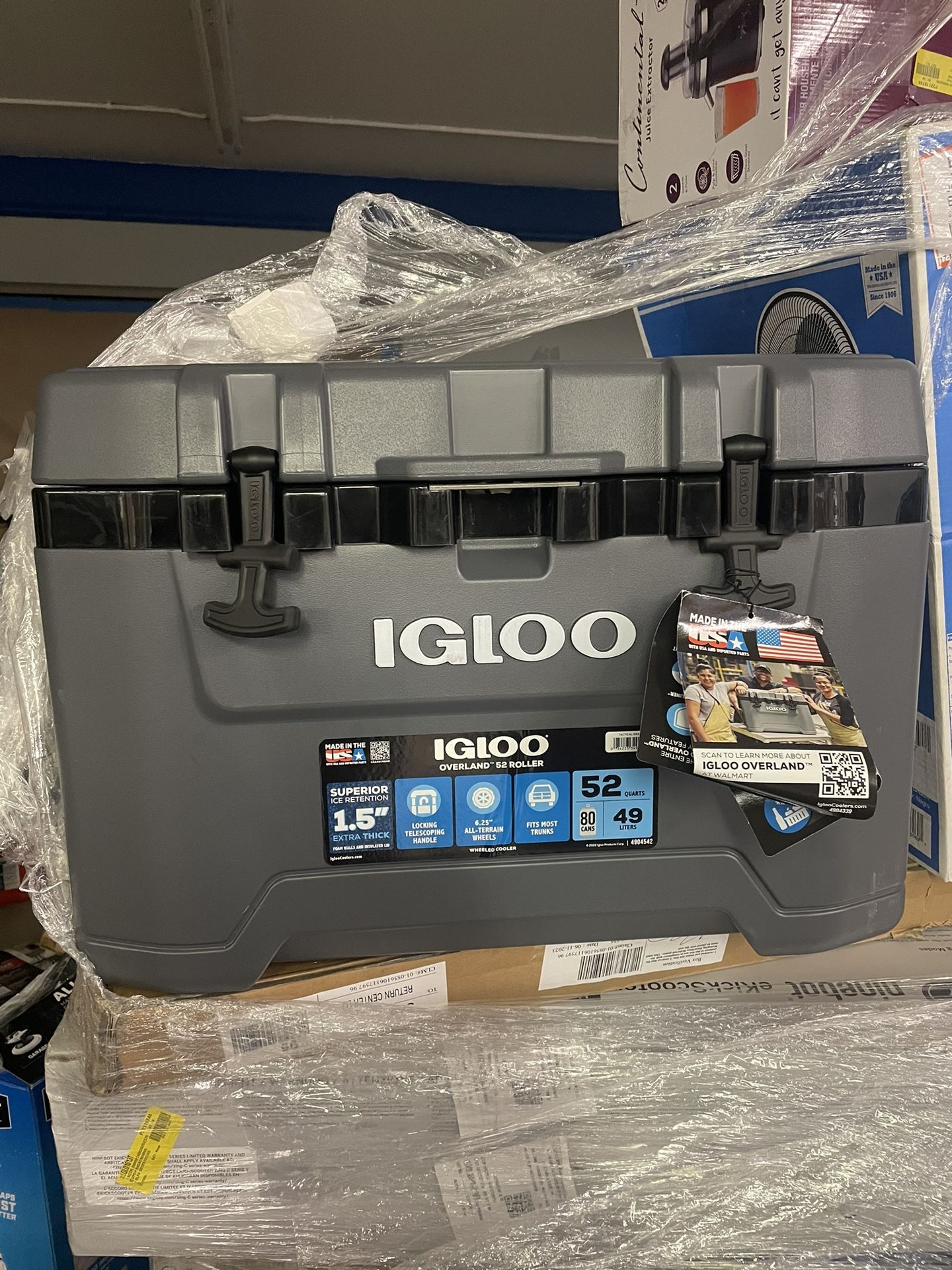Igloo Overland 52 Qt Ice Chest Cooler with Wheels, Gray
