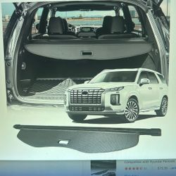  NEW Hyundai Cargo Cover. For Palisade 2020 thru 2025, Carbon Fiber Texture Retractable Trunk Cover for 2020 thru 2025 Hyundai Palisade Rear Trunk 