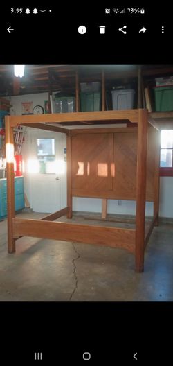 Wooden Four-Poster Bed Frame