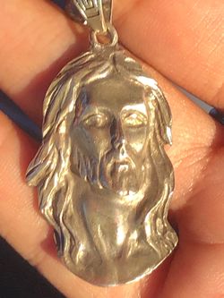 925 silver Jesus piece with moon cut chain