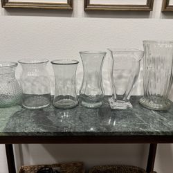 Set Of 6 Glass Vases 