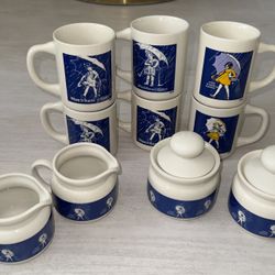 Vintage Set Morton Salt Umbrella Girl “When It Rains It Pours” 12 Piece Set