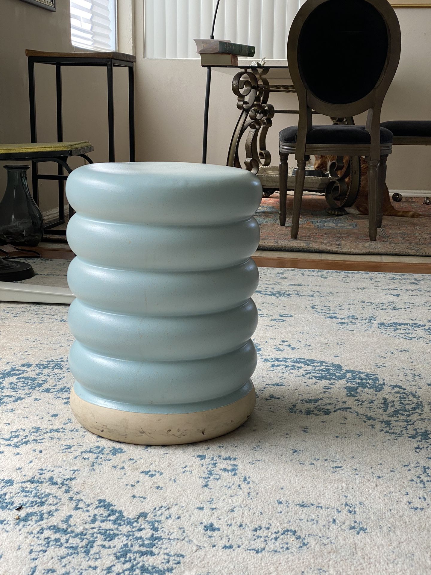 Robins Egg Blue Artsy Side Table Seat