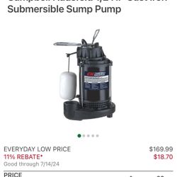 Half horsepower submergible sub pump