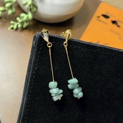 NEW 14k Gold Plated Aventurine Earrings