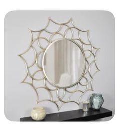 Melita Eclectic Accent Mirror – Gold Sunburst Wall Mirror – Stylish Home Decor