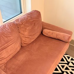 Pink Velvet Loveseat 