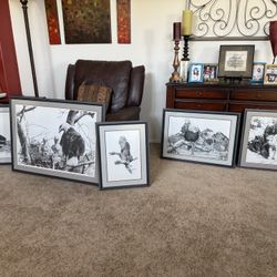 Coloradan Artist Bert Marsh Artwork, all professionally Matted, Framed And Signed. Nature And Wildlife 