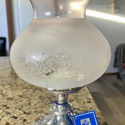 International Silver Company Candle Holder With Etched Glass Top