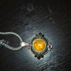 Cobochon Pendant With Purple Accents