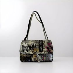 DKNY "Cleo" Med Shoulder/Crossbody Bag    White w/Multi