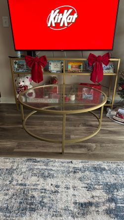 Gold Coffee Table & Matching Side Table