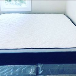 MattressAnd Split Box Spring King Size Pillow Top Medium Firm 14”thick Comfort Brand New WE FINANCE WE DELIVER 