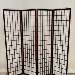 4-Panel Shoji Wood Room Divider Privacy Screen