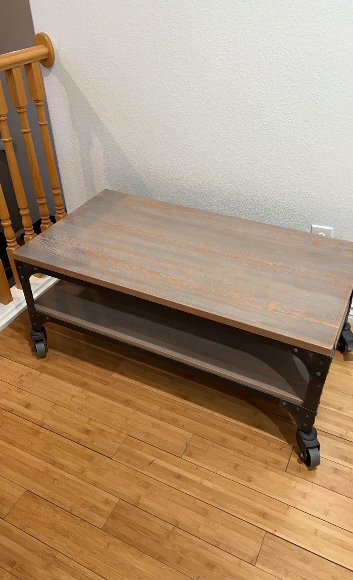 Industrial Coffee Table With Iron Casters
