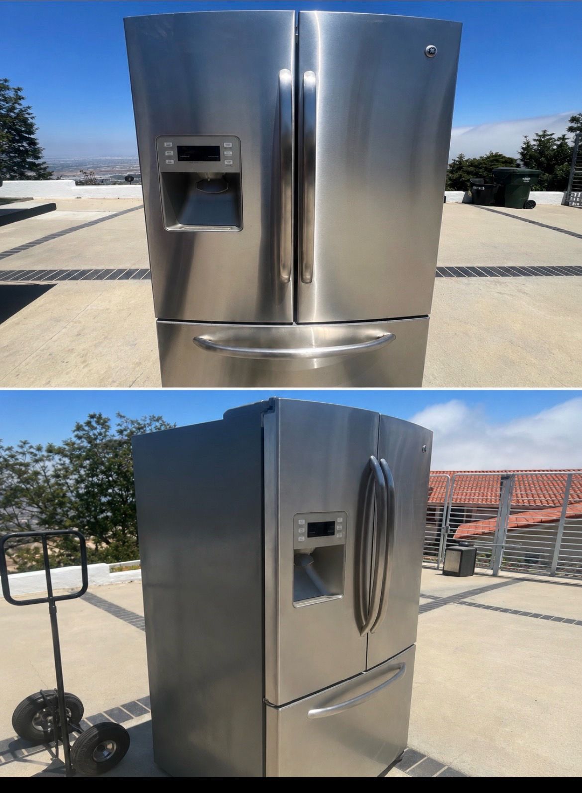 Stainless steel, GE refrigerator and freezer