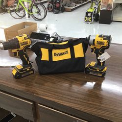 Set Of Dewalt Drills  Atomic   In Original Bag 