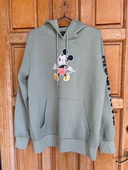 Disney Mickey Minnie Mouse Hoodie M Sage Green Graphic Sweatshirt Unisex Adult