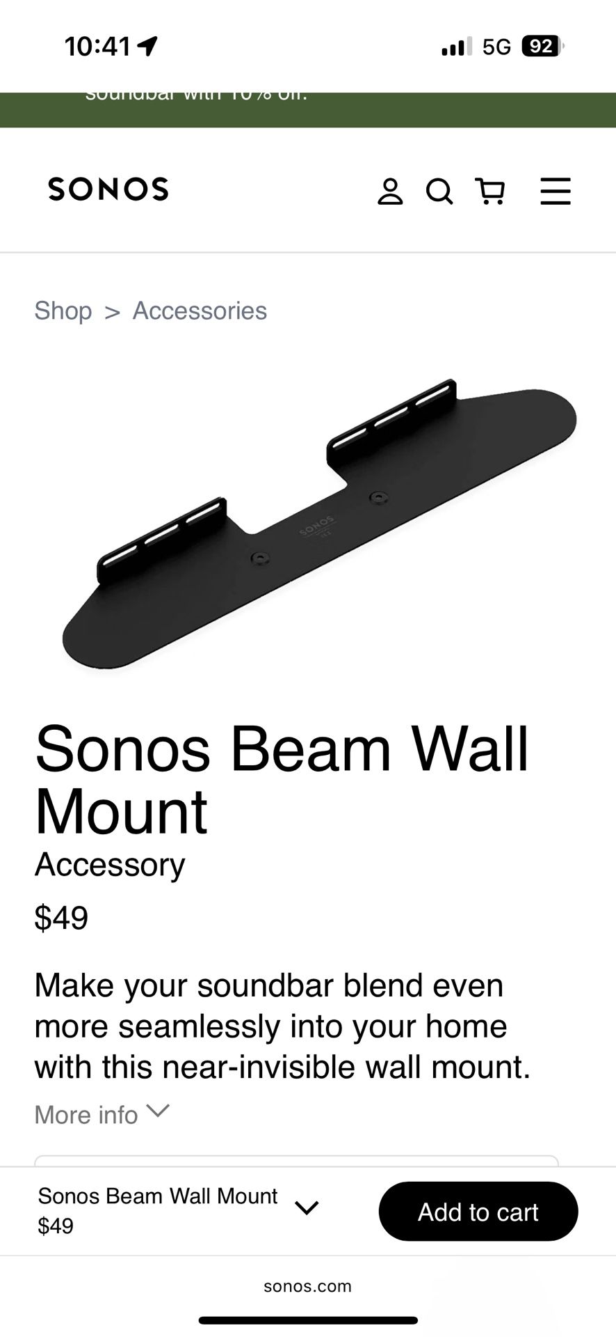 Sonos Beam Wall Mount