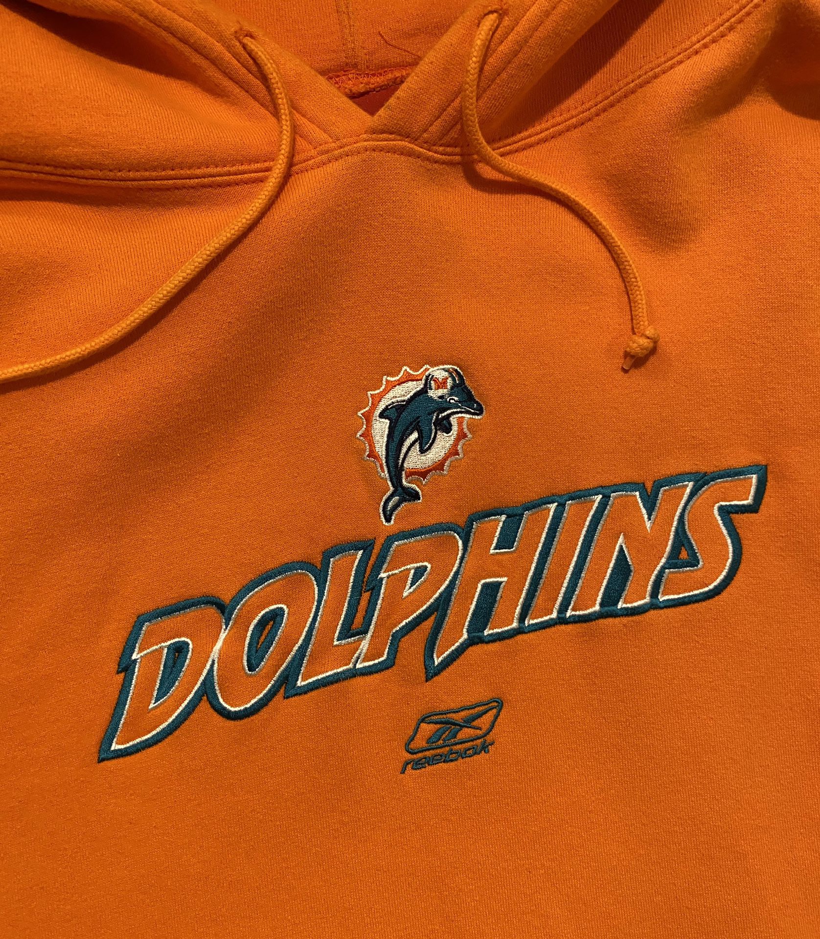 Vintage Miami Dolphins NFL Reebok Hoodie Sweater Orange. Men’s Size XXL