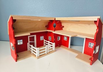 Red Wooden Barn + Farm Animals & Accessories