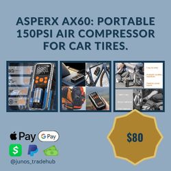 ASPERX AX60: Portable 150PSI Air Compressor for Car Tires