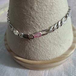 New Silver 925 Figaro Bracelet 