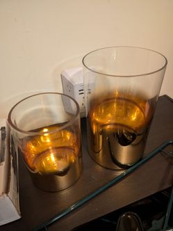Glass Hurricane Candle Holders Set of 2