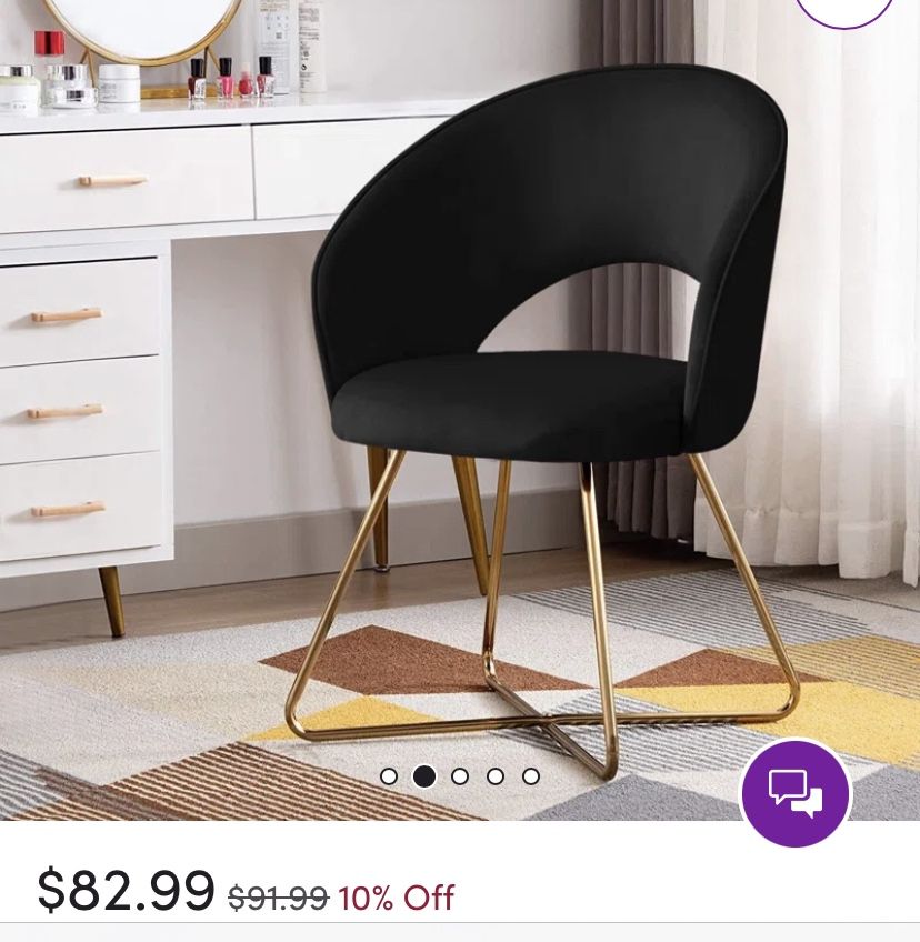 2 Black Velvet Accent Chairs