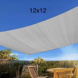 Square Sun Shade Sail 12x12 UV Block Shade Sails for Outdoor Patio Garden Backyard,