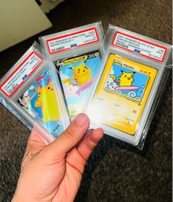 PSA Graded Surfing Pikachu Pokémon Card Lot of 3
