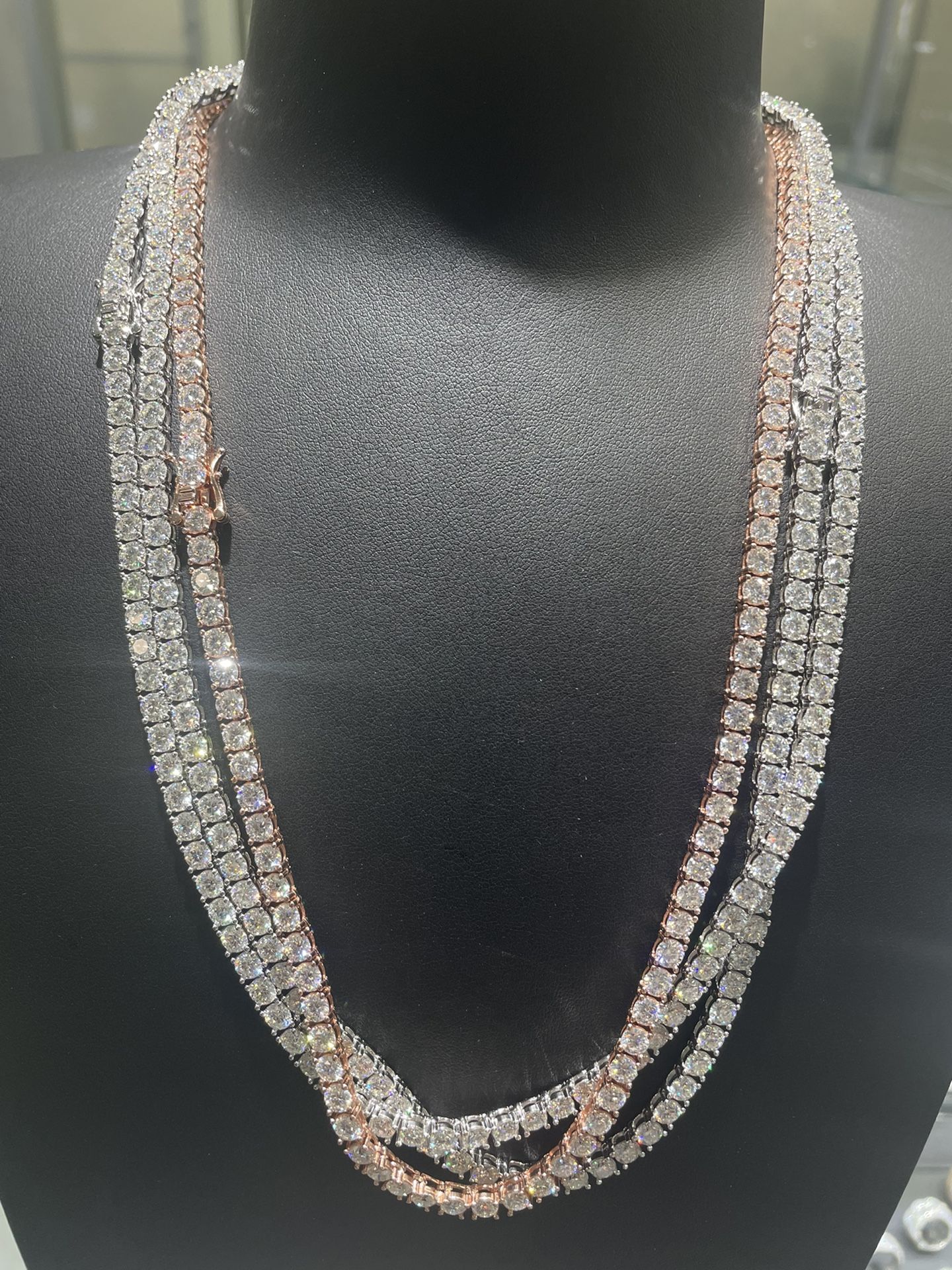 VVS Tennis Chains - Passes Diamond Tester - Available in Rose, White, Yellow - ✨ Crazy Shine - 4mm 22 inches 