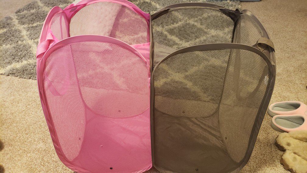 Dual sided, collapsible laundry hamper