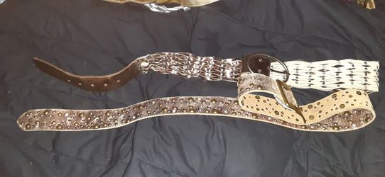 Ladies leather stud belts