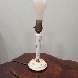 Antique Porcelain with Gold Trim Floral Small Table Lamp  Cottagecore  1940’s Boudoir