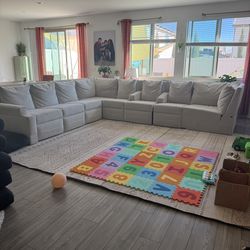 9 seater leather suede couch