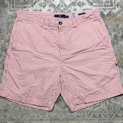 Vineyard Vines Men's Breaker Pink White Seersucker Flat Front Shorts Size 32