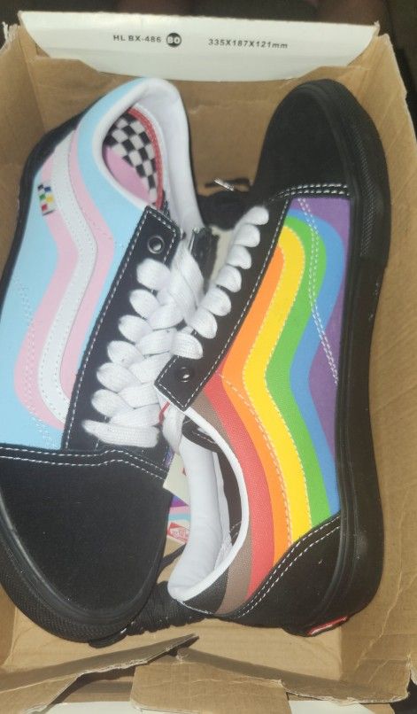 Vans Mens Size 10 Rainbow Drip Old Skool Iconic Pride Gay Shoes Black / Multi