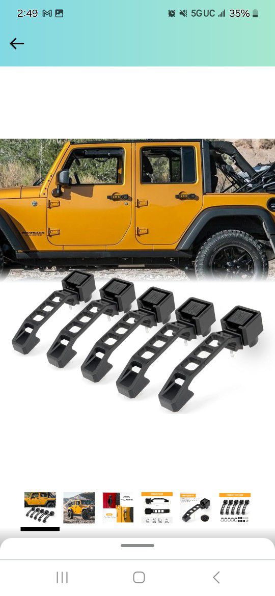 MAIKER OFF ROAD Compatible with Door Handle & Tailgate Handle 2007-2018 Jeep Wrangler JK 4 Door 5pcs/Set(Black)