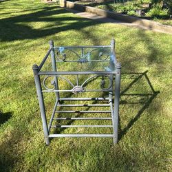 Metal table with glass top