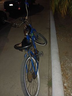 Blue Motorized Bicycle with Engine