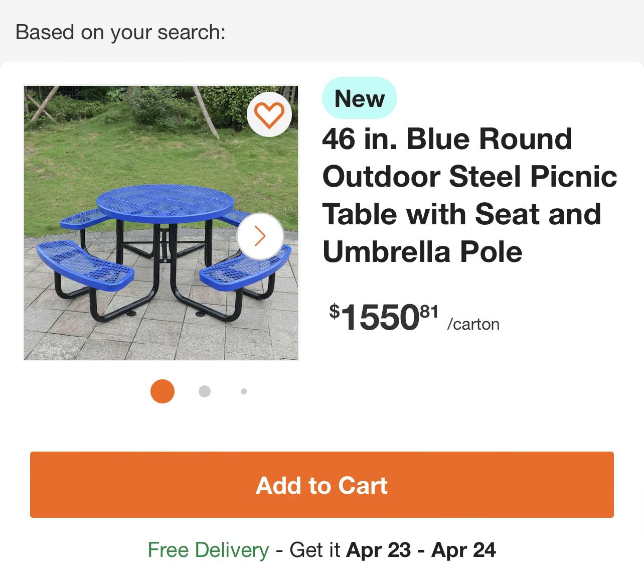 46in Blue Round Outdoor table 