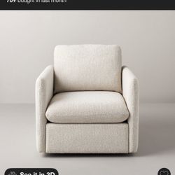 Boucle Upholstered Swivel Arm Chair - Cream - Hearth & Hand™ with Magnolia: Comfortable Accent Chair, Farmhouse Style, Rotating Base