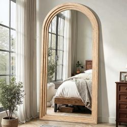 New Rustic Farmhouse Natural Wood Arched Oversized Standing Floor Mirror