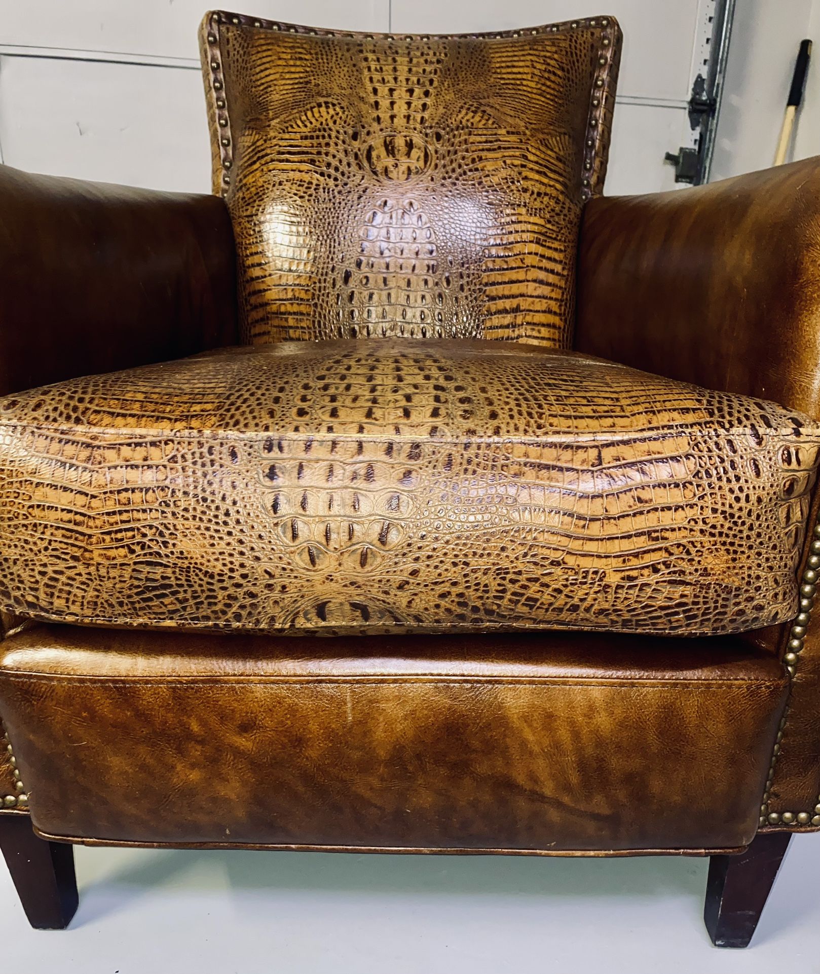 Brown Leather Accent Chair Caramel Croc Bradington & Young Chair
